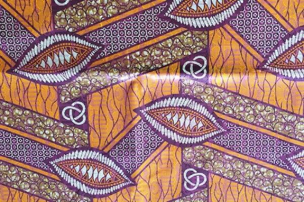 ORANGE-LEAF-PINK-METALLIC Osikani Stoff